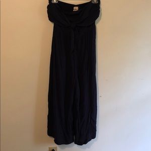 Navy Blue Strapless Jumpsuit